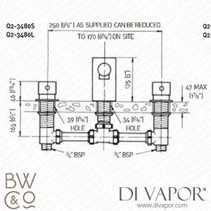 Barber Wilsons Q2-3480S SET Q2 Concealed 3 Hole Deck Filler Spare Parts